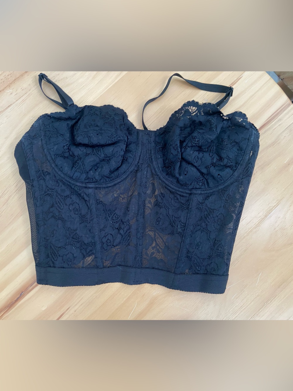 Black Lace Longline Bustier Bra - Women Intimates Shapewear